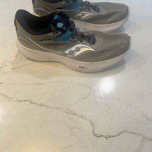 Saucony Gray and Blue Athletic Shoes with Cushioned Soles
